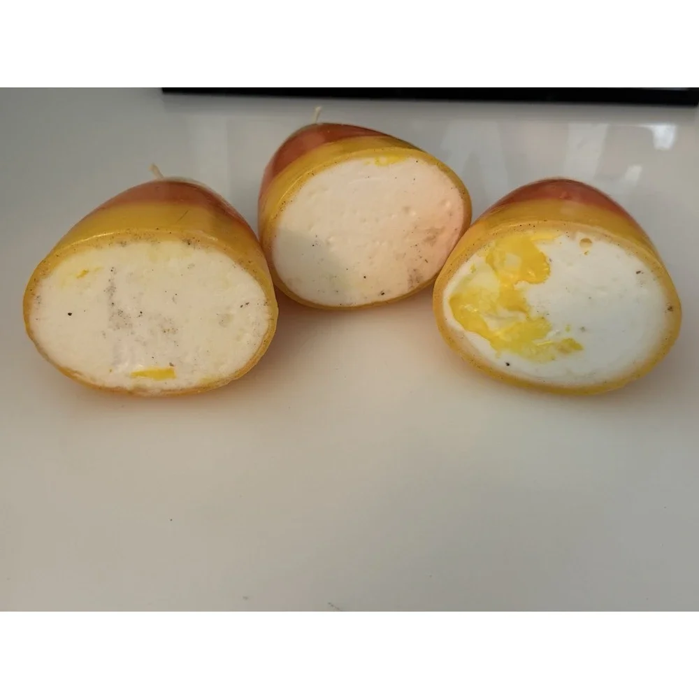 Vintage 1980s Halloween Rare‎ Candy Corn Candles Unused Yellow Orange White 4